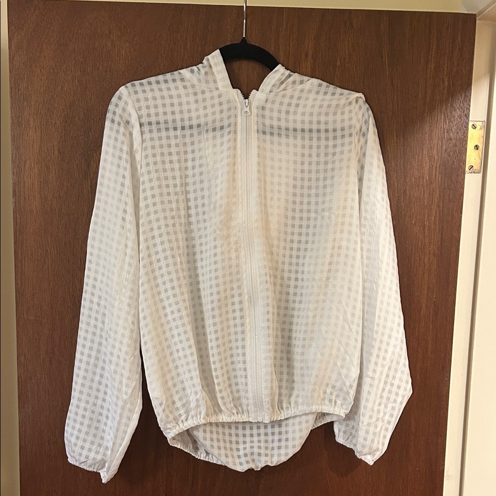 White Checkered Women's Zipper Hoodie